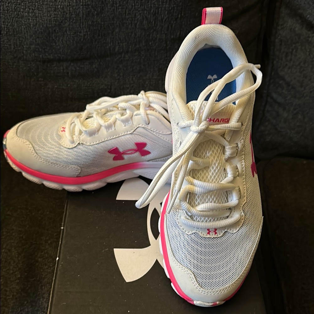 Under Armour White and Pink Athletic Shoes